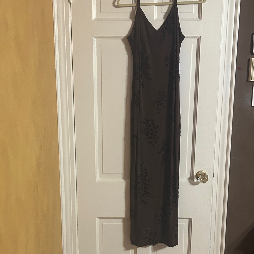 Chic Dark Brown Floral Maxi Dress